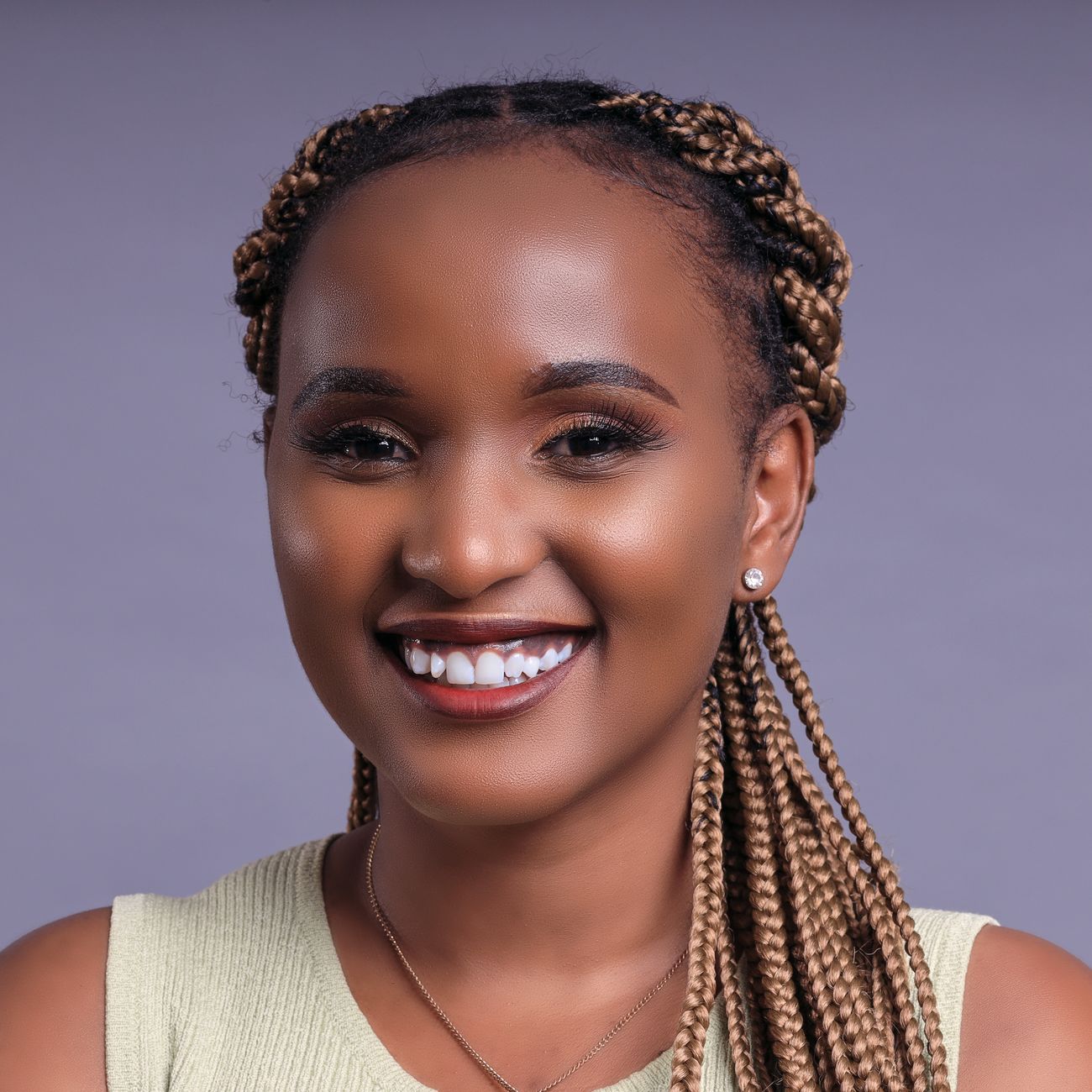 Smiling woman with braided hair